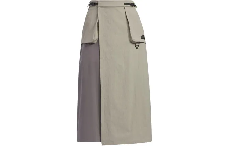 Adidas City Escape Cargo Skirt Casual Long Skirt Women's Pebble Silver Gray