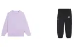 Li Ning Casual Suits Women's Clothing Set Purple Sweatshirt+Black Pants Crew Neck Moderate Other