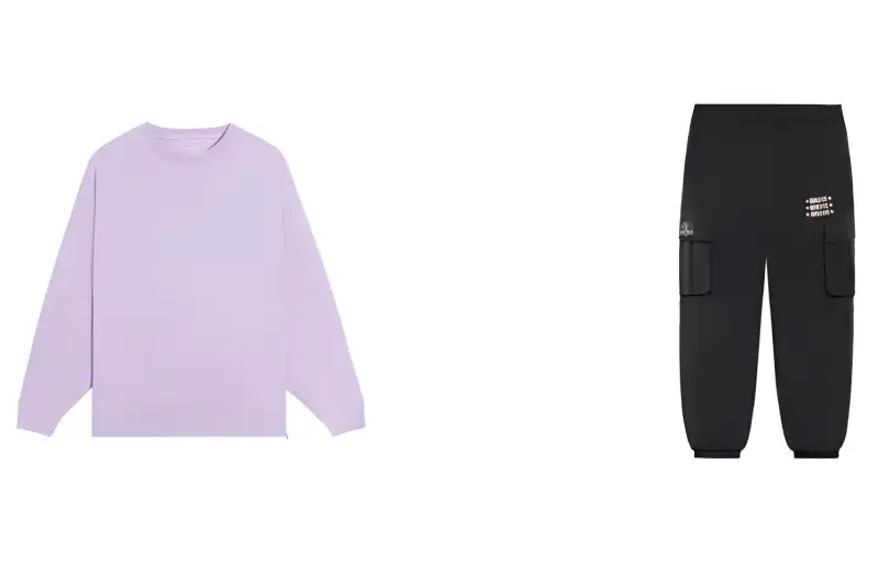 Li Ning Casual Suits Women's Clothing Set Purple Sweatshirt+Black Pants Crew Neck Moderate Other