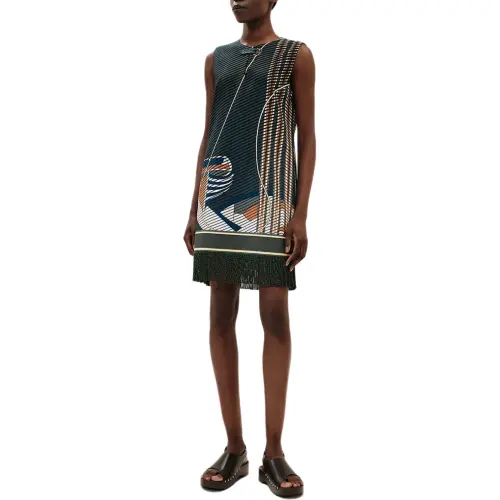 HERMES Sleeveless Dress Women's Blue