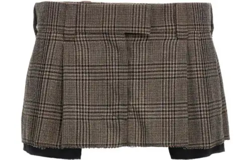 MIU MIU FW23 Casual Short Skirts Women's Dark Brown