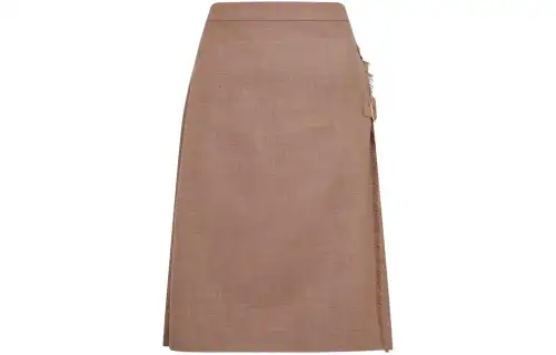 Burberry Frayed Detail Pleated Skirt