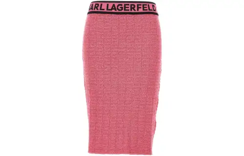【Previous Season】logo-waistband bouclé pencil skirt