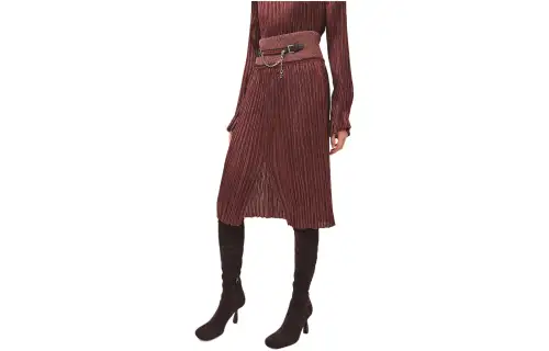 HERMES Casual Long Skirt Women's Mahogany Brown
