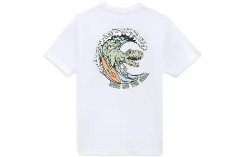 Vans Off-road cartoon dinosaur, children's short sleeve T-shirt with a round collar