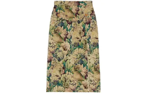 GUCCI Casual Long Skirts Women's Green Moderate Mid Length A Line Skirt