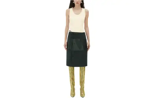 Bottega Veneta Cotton Twill Wrapped Skirt Casual Long Skirt Women's Black