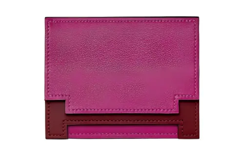 HERMES Multiplis Swift Calfskin Card Holder Women's Mulan Pink/Hermes Red