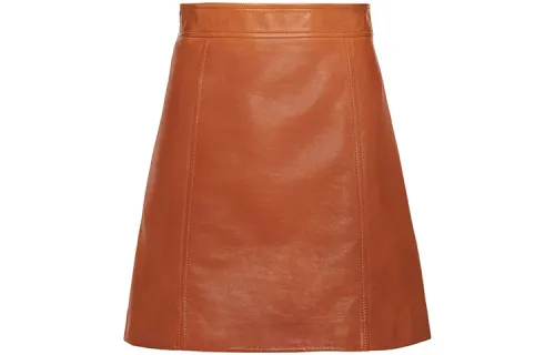 PRADA FW20 Leather Short Skirts Women's Brown