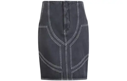 OFF-WHITE contrast-stitch denim skirt