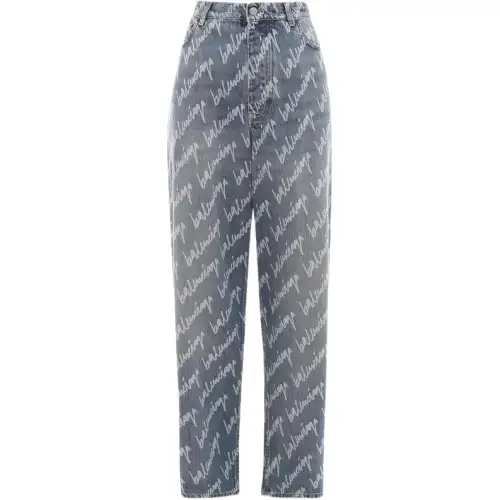 Balenciaga Jeans Men's Blue Moderate Straight Fit Pants