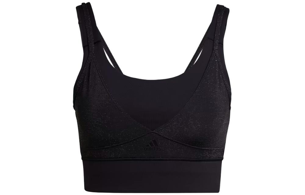 Adidas Powerimpact Training Medium Support Shiny Bra Sports Underwear Women's Black