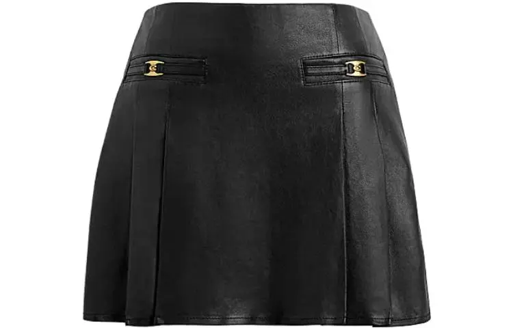 COACH FW23 Leather Short Skirts Women's Black