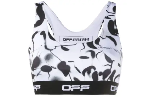 OFF WHITE Pattern Print Sports Bra White/Black