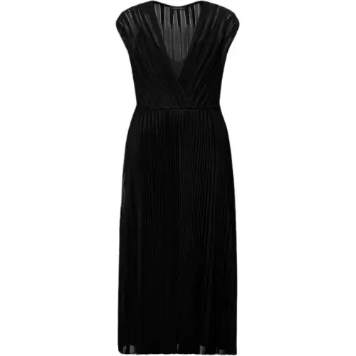 Lv Pleated Silk Dress