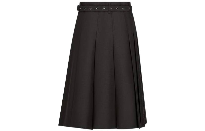 DIOR Dior SS23 solid color pleated wrap-style half-length casual long skirt for women, black