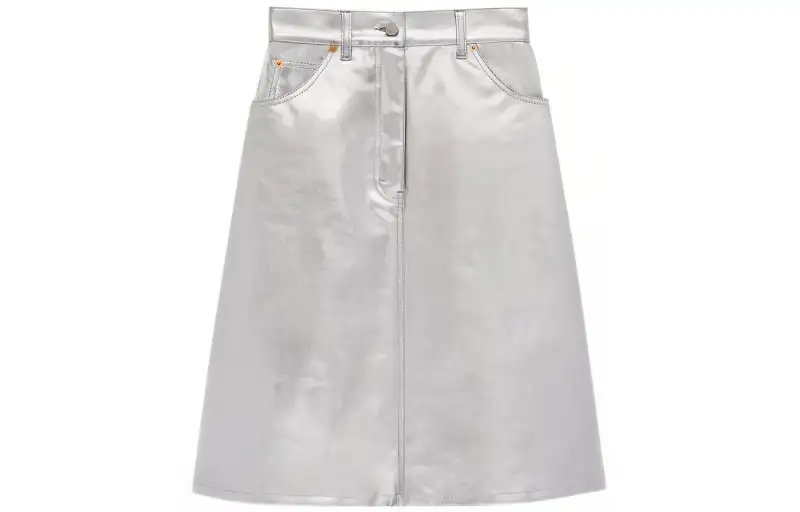 GUCCI Love Parade FW22 Casual Long Skirt Women's Silver