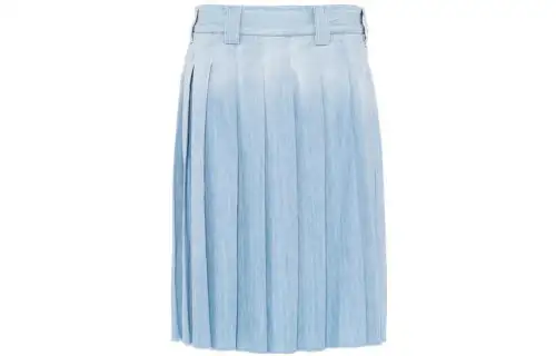 MIU MIU Casual Long Skirts Women's Blue Moderate Mid Length Pleated Skirt