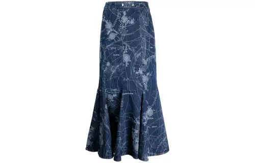 OFF WHITE Casual Long Skirt Regular Women's Blue