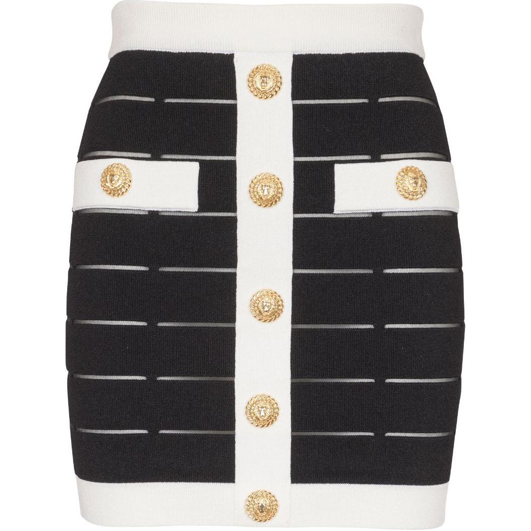 Женская юбка BALMAIN Вязаная с пуговицами (черная)