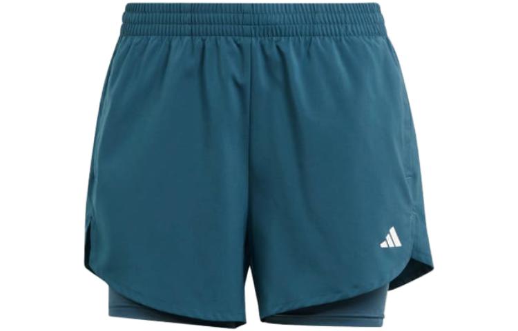 Adidas AEROREADY Sports Shorts Women's Blue Moderate Mock Two Piece
