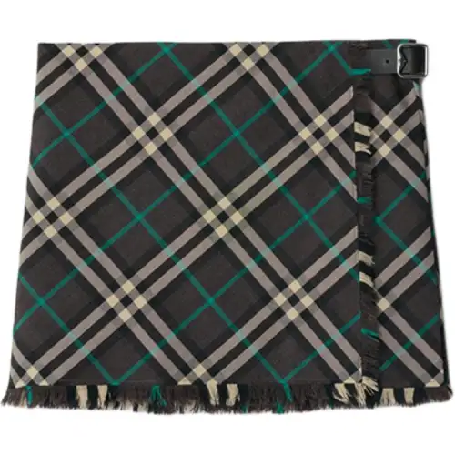 Burberry Check Pattern Frayed Edge Mini Skirt