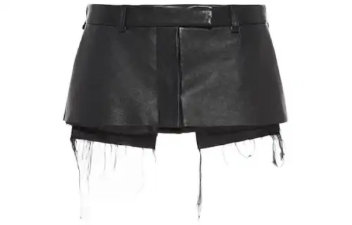 MIU MIU SS22 Leather Short Skirts Women's Black