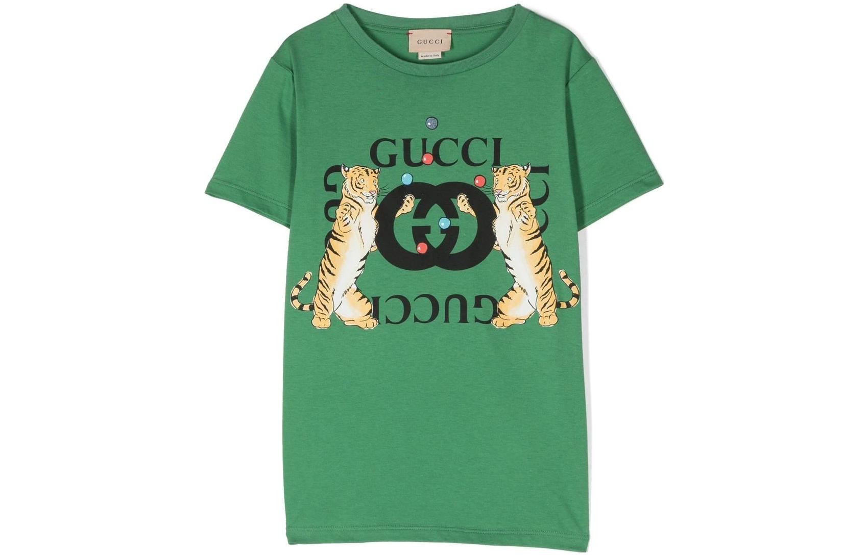 Мужские футболка Gucci GUCCIT SS23 Logo (зеленая)
