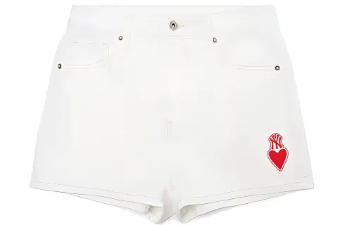 MLB Denim skirt for leisure, summer white shorts, with embroidery