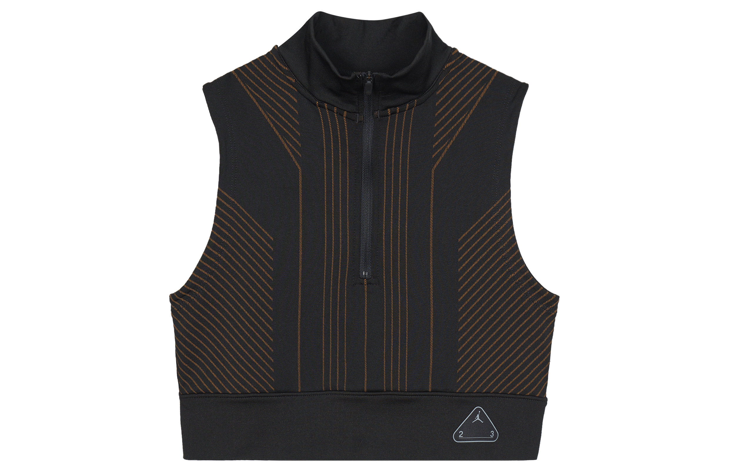 Jordan Solid Color Stand Collar Zipper Sleeveless Short Slim Fitness Clothing Women's Black