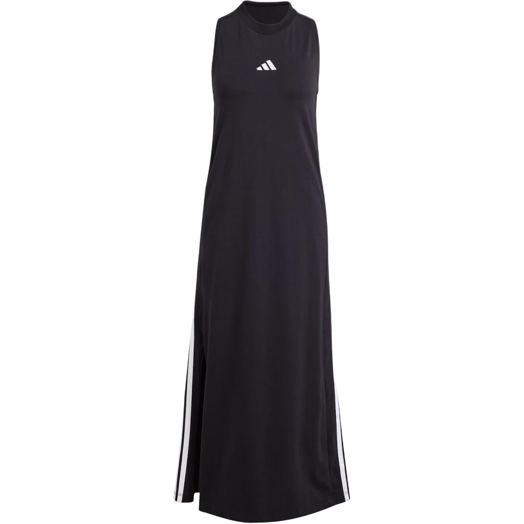 Adidas ESSENTIALS 3-Stripes Sportswear Long Racerback Dress Brand Logo Comfortable and Versatile Striped Sleeveless Dress Women's Black/White