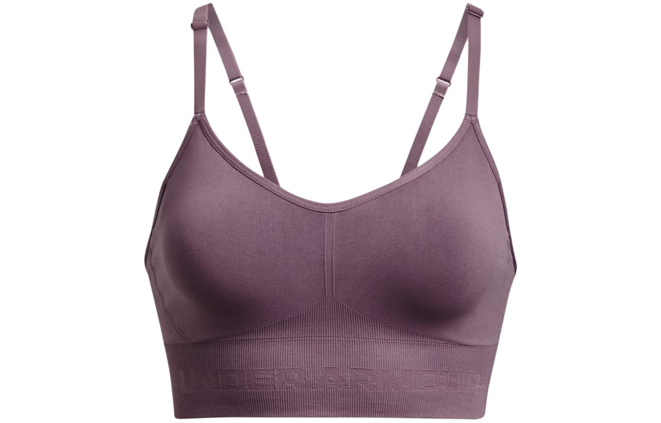 Under Armour UA Train Seamless Low Sports Bra solid color sleeveless slim low impact sports bra purple