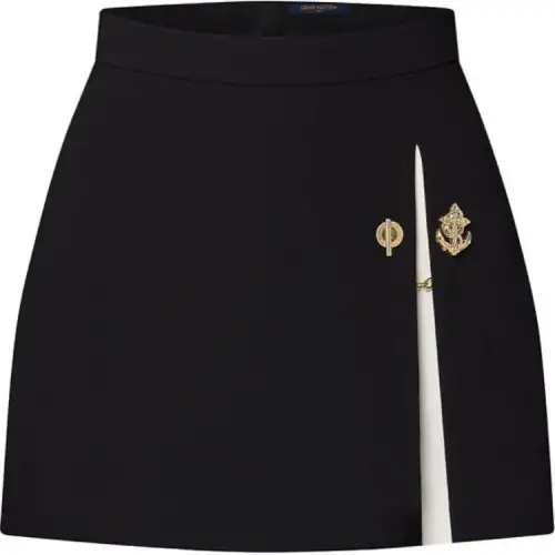 Lv Graphic Box Pleat Mini Skirt