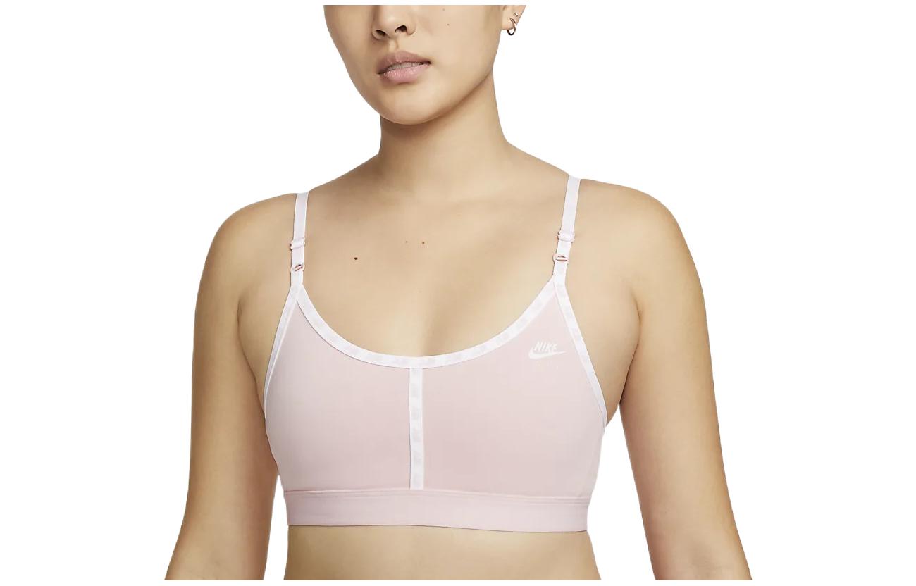Nike Low-intensity support padded letter sports underwear for women atmospheric light pink