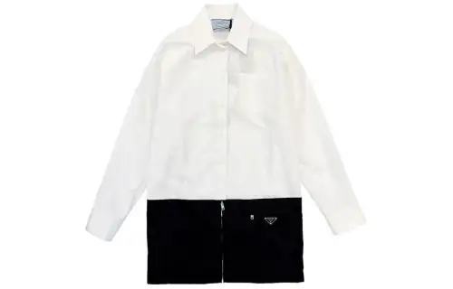 PRADA Two-Toned Panelled Long-Sleeved Shirt Dress