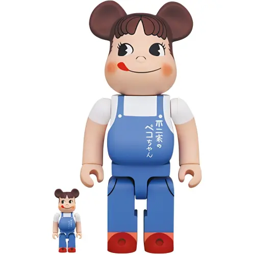 BE@RBRICK × Fujiya 100%400%1000% Little Penguin The overalls girl Little Peck Workwear Girl Trendy Doll 7cm/28cm/70cm
