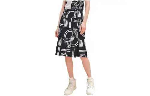 HERMES Casual Long Skirt Women's Black Blue