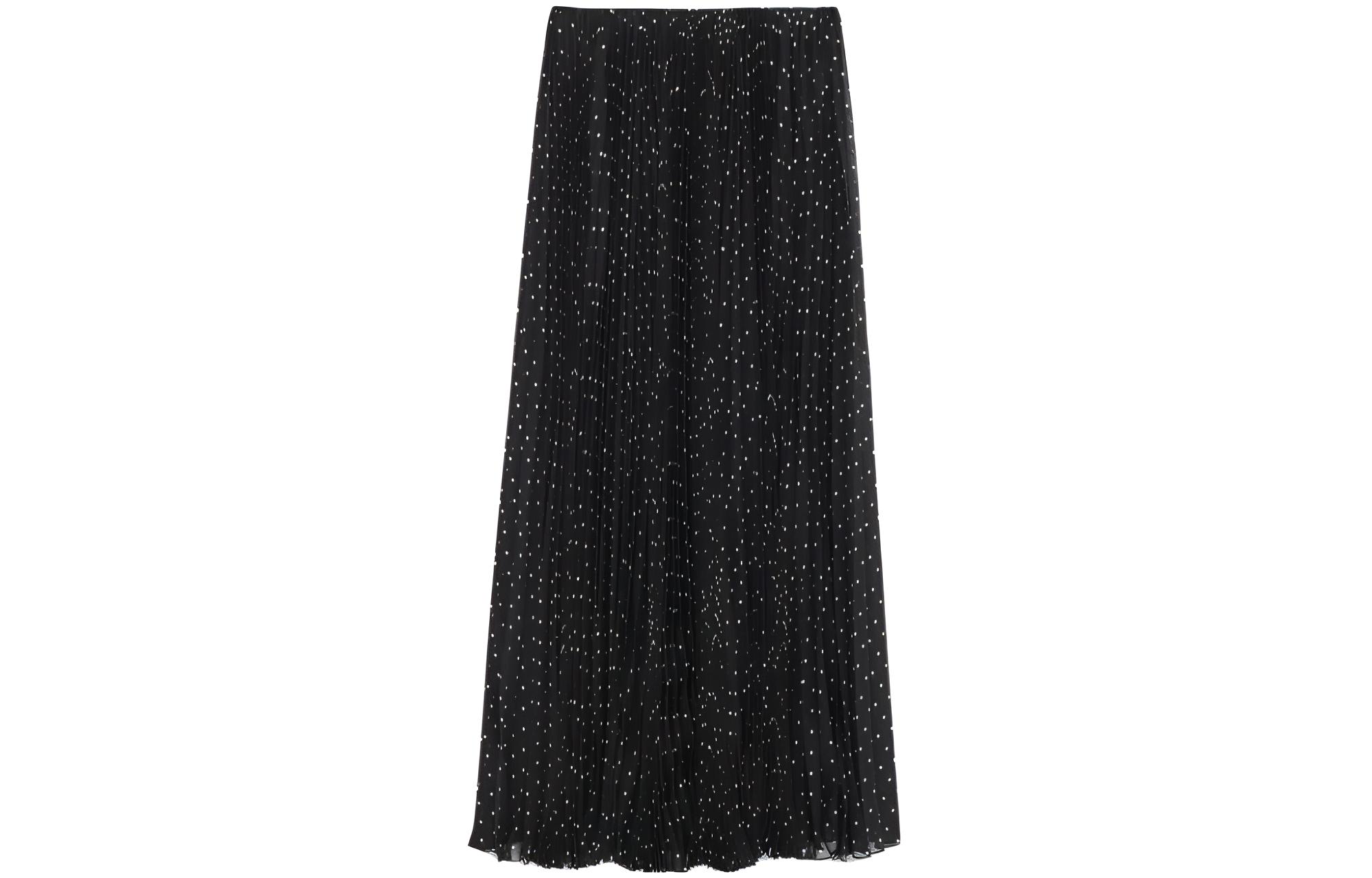 SAINT LAURENT Polka Dot Printed Pleated Skirt