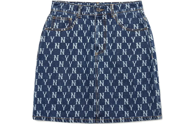 MLB Basic Logo Denim Short Skirts Women's Dark Blue