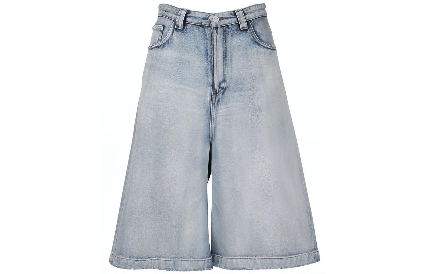 Balenciaga SS21 Denim Mid Length Pants Women's Blue