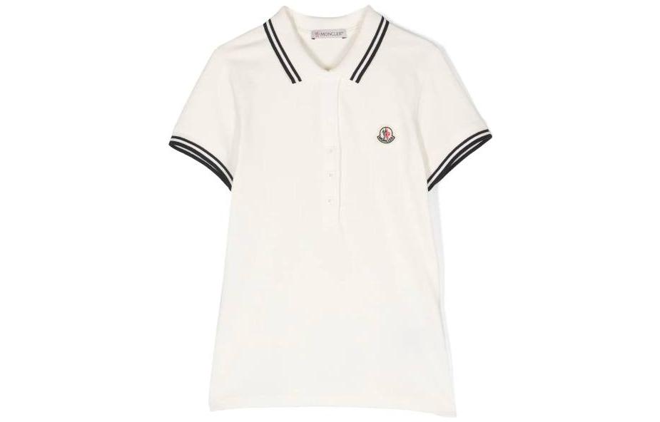 Футболка-поло Moncler с фирменной нашивкой (белая)