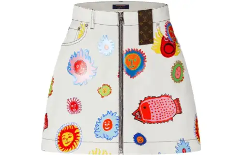 LOUIS VUITTON Casual Short Skirts Women's White Moderate Short A Line Skirt