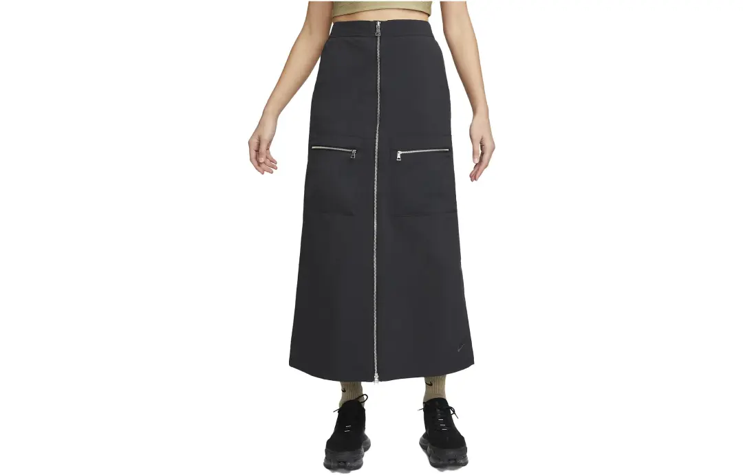 Nike SPORTSWEAR TECH PACK Casual Long Skirts Women's Black Moderate Long A Line Skirt
