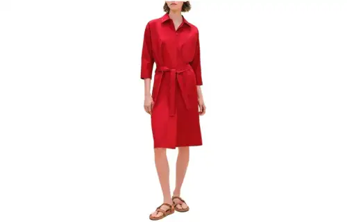 HERMES Long Sleeved Dress Women's Ruby