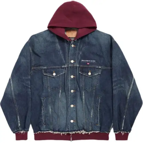 Balenciaga Denim Jacket Loose Fit Men's Blue Gray