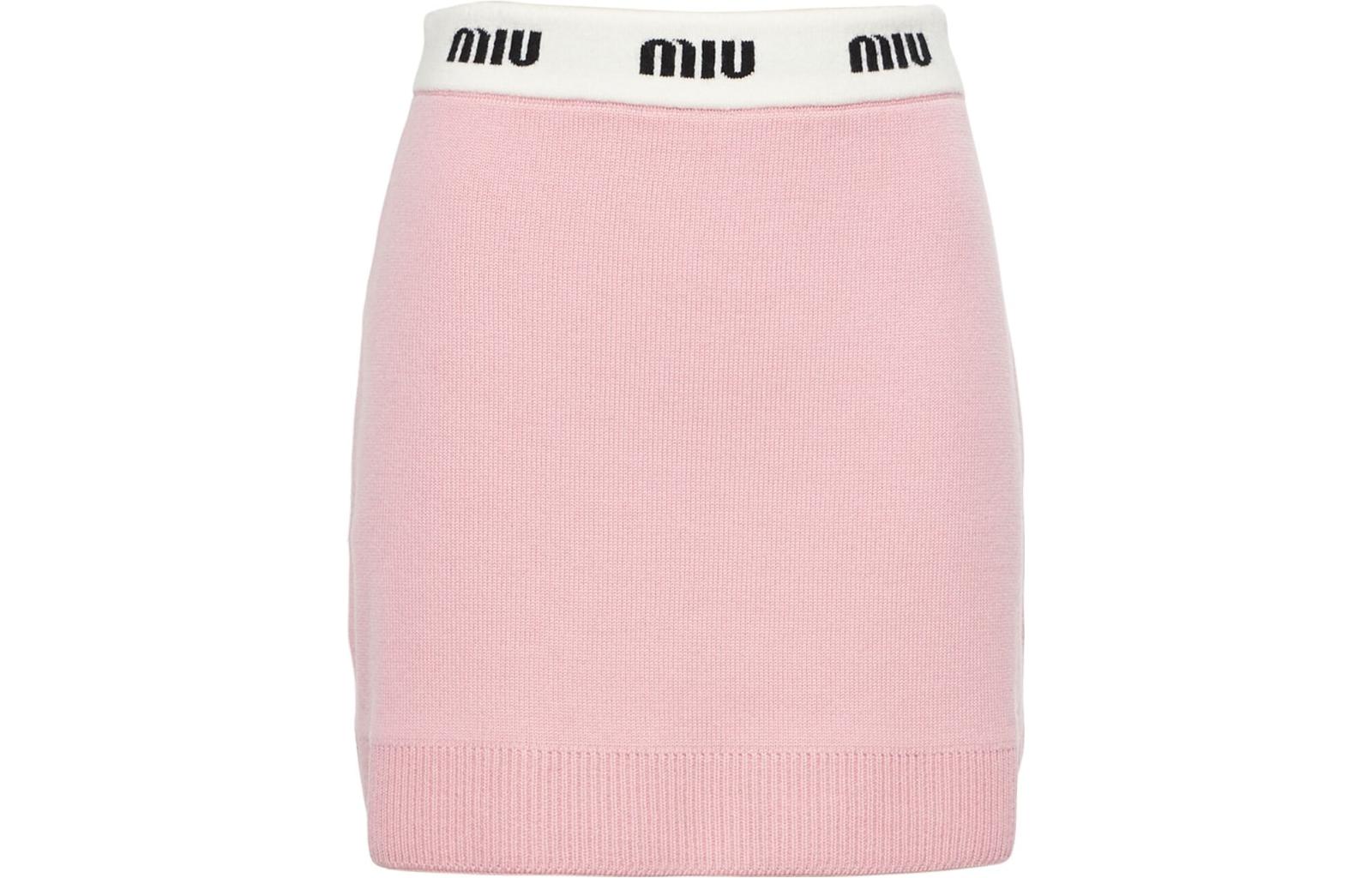 【Previous Season】logo-jacquard wool miniskirt