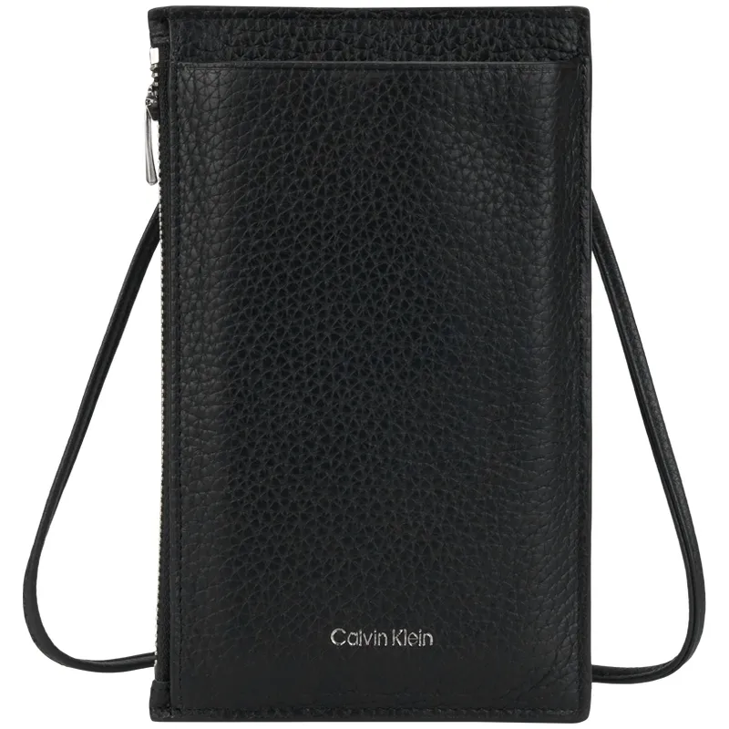CALVIN KLEIN Cow Leather Cell Phone Pouch Men's Space Black