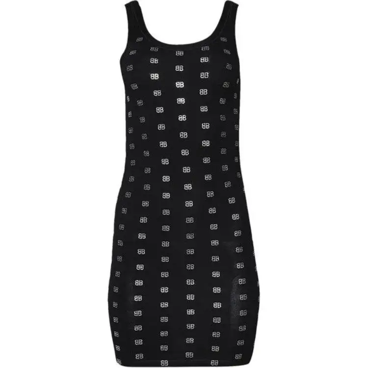 Balenciaga Uw Strass Tank Top 'Black/Silver'