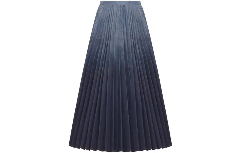 DIOR Casual Long Skirts Women's Blue Moderate Mid Length Pleated Skirt