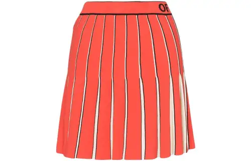 OFF WHITE Casual Short Skirts Women's Red Moderate Pleated Skirt